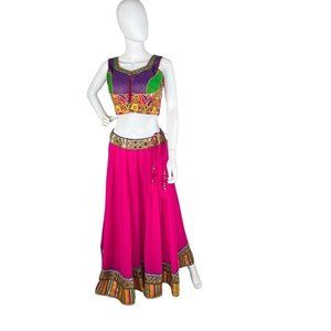 Size S Colorful embroided Lehenga Garba Embroidered Sequins mirror details